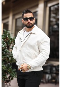Resim Old Money Culture Oversize Baharlık Kadife Ceket Beyaz Kadife 