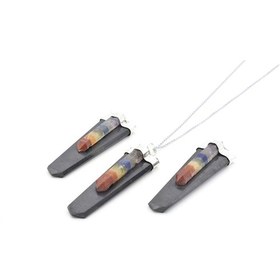 Resim Hakiki Doğal Karışık Çakra Taşlı Şungit Taşı Kolye Ucu 001 Siyah 