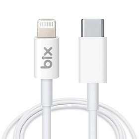 Resim Bix BX-İP02UC Type-C To Lightning 1 Metre Beyaz Data Ve Şarj Kablosu 