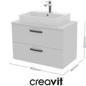 Resim D10 Next Lavabo Dolabı İki Çekmeceli 80 Cm Beyaz Beyaz 