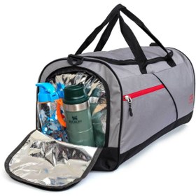 Resim Solo Bag Ayakkabı Gözlü Termoslu Büyük Boy Unisex Gri Spor Fitness Ve Seyahat Çantası 