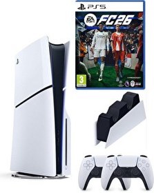 Resim Sony Playstation 5 Slim Oyun Konsolu +2. Dualsense Kol + Şarj İstasyonu + PS5 FC26 (İthalatçı Garantili) 