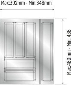 Resim tify Mutfak Çekmece Içi Düzenleyici, Kaşıklık 39Cm X 48Cm Yanlar Ve Boydan 4Cm Kesilebilir, Antrasit 