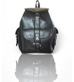 Resim Hakiki Deri Kadın Erkek Sırt Çantası Siyah 