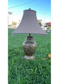 Resim Çiçek Motifli Porselen Abajur 65 CM 