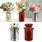 Resim 1 adet Vintage Kırmızı Galvanizli Metal Süt Kavanoz Vazo, 7.5 İnç Nostaljik Dekoratif Çiçek Saksısı, Ev, Oturma Odası, Mutfak ve Çiftlik Dekorasyonu için, Çiftlik Vazo | Rustik Dekor | Dayanıklı Metal Vazo, Süt Şişesi Vazo 