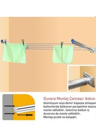 Resim Pakas Balkon Çamaşır Kurutma Askısı Kurutmalık Duvara Monte Gümüş 