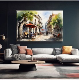 Resim Sokak Kafesinin Huzuru Kanvas Tablo 