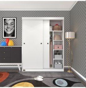 Resim Kenzlife Gardırop Sürgülü Kapaklı Kapılı 140 Papatya Byz Gardolap Dolap 