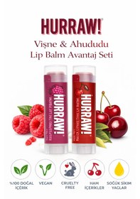 Resim Hurraw Vişne & Ahududu Dudak Balmı 2 Li Set %100 Doğal, Vegan, Günlük Dudak Bakımı 