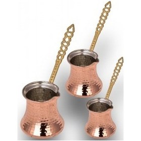Resim Turna Bakır Kervan Cezve Büyük 3'lü Takım 4-5-6 No İnce Makine D 