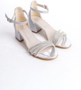 Resim owwox club Owwox Kids; Kız Çocuk,Gümüş,3 Biyeli Kararmaz Taş Detaylı Ayakkabı 