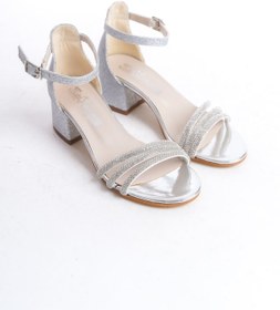 Resim owwox club Owwox Kids; Kız Çocuk,Gümüş,3 Biyeli Kararmaz Taş Detaylı Ayakkabı 