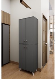 Resim Mirobi Axis Çok Amaçlı Mutfak Dolabı Kiler Dolabı Erzak Dolabı Antrasit 