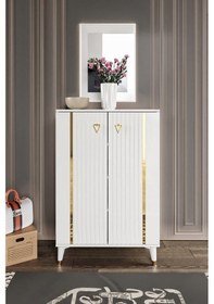 Resim Lyra Ayakkabılık Çok Amaçlı Dolap Mutfak Kiler Balkon Beyaz Gold Beyaz 