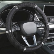 Resim Arabalar için rahat ve nefes alabilen direksiyon kılıfı, iç halka olmadan tasarlanmış, 38 cm/15 inç jantlara uygundur - Otomotiv aksesuarları ve dekorasyonu için kaymaz koruyucu tasarıma sahiptir. 