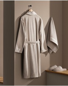 Resim Madame Coco Delron Erkek %100 Pamuk Bornoz Set - Bej - Lüks Koleksiyon Born0000000047 Ekru 