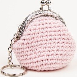 Resim Fabric Craft Bag Mini Bozuk Para Cüzdanı Anahtarlık Klipsli Açık Pembe 