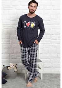 Resim Gazzaz Erkek Uzun Kol Cepli O Yaka Pijama Takım 3466A 