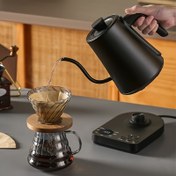 Resim 1L Gooseneck Elektrikli Çaydanlık - ±1℉ Sıcaklık Kontrolü, Hızlı Isıtma, Paslanmaz Çelik İç Mekan, Pour Over Kahve, Çay Demleme ve Kaynar Sıcak Su için İdeal, Siyah, 220-240V AC Güçlü, Ocak Üzeri Kahve Makinesi 