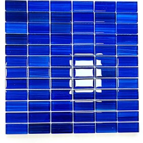 Resim MozaiKristaL Havuz Ve Tüm Yüzeyler Için 23x48mm Mavi, 30x30mm Fileli Kristal Mozaik. ( 1m2 Fiyatıdır ) 