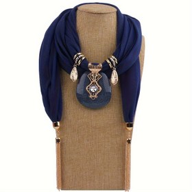 Resim Vintage Katı Renk İnce Yaka Olgun Kadın Şal Eşarp 