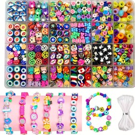 Resim 1000 Adet Boncuk Yapımı Kiti, Akrilik ve Yumuşak Kil Boncuklarla Hayvan ve Böcek Şarmı, DIY Bilezik ve Kolye El Sanatları için Preppy Boş Boncuklar, El Yapımı Mücevherat için Fantezi Temalı Polimer Kil Boncuk Setleri 