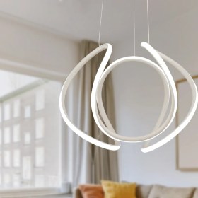 Resim Modern Beyaz Sarkıt 56W, Renkli Ledli Mutfak, Banyo ve Salon Aydınlatması 