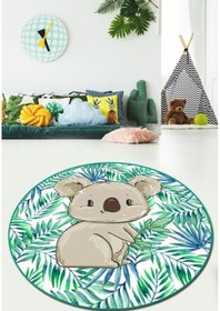 Resim Koala Djt Yeşil Çap 140X140 Cm Yıkanabilir Çocuk Halısı Yeşil 