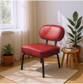 Resim Luna Berjer - Modern Tekli Koltuk - Ofis Koltuğu - Kırmızı 