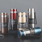 Resim 1000ml/800ml Paslanmaz Çelik Yalıtımlı Seyahat Bardağı, Sızdırmaz Kapaklı ve Taşıma Saplı Büyük Kapasiteli Çift Duvar Vakum İzoleli Su Şişesi, Açık Hava Bisikleti Sürüşü, Kampçılık, İşe Gidiş-Geliş İçin 24S/12S Sıcak & Soğuk Tutma Özelliği - Yeniden Kullanılabilir Yüksek Kalite Kahve & Çay Izolasyonlu Şişe 