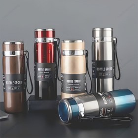 Resim 1000ml/800ml Paslanmaz Çelik Yalıtımlı Seyahat Bardağı, Sızdırmaz Kapaklı ve Taşıma Saplı Büyük Kapasiteli Çift Duvar Vakum İzoleli Su Şişesi, Açık Hava Bisikleti Sürüşü, Kampçılık, İşe Gidiş-Geliş İçin 24S/12S Sıcak & Soğuk Tutma Özelliği - Yeniden Kullanılabilir Yüksek Kalite Kahve & Çay Izolasyonlu Şişe 