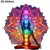 Resim Cloud011 5.5x5.5 İn 2d Renkli Yoga Meleği Yüksek Kalite Pvc Çıkartma Araç Dekoru 