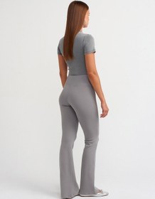 Resim Dilvin Fitilli İspanyol Paça Pantalon Gri 