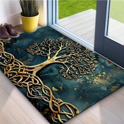Resim Hayat Ağacı Hoş Geldiniz Paspası - Kaymaz, Yıkanabilir Giriş Paspası Şık Altın ve Beyaz Tasarım ile | Dayanıklı Polyester, Dokulu Arka Plan | Oturma Odası, Yatak Odası, Çamaşırhane için Mükemmel | Ev Dekorasyonu Temel Parçası, Ön Kapı için Dış Mekan Karşılanma Paspası 