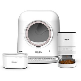 Resim Xenon Smart Akıllı Otomatik Kedi Tuvaleti Paslanmaz Çelik Kaseli Mama Kabı Ultra Sessiz Su Pınarı 3'lü Pet Seti 