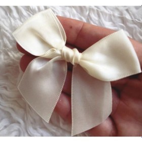 Resim 10adet Yapışkanlı - Saten Fiyonk - Krem 