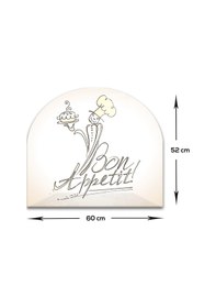 Resim Decorita Cam Ocak Arkası Koruyucu |Oval Şekilli|Bon Appetit - Şef 