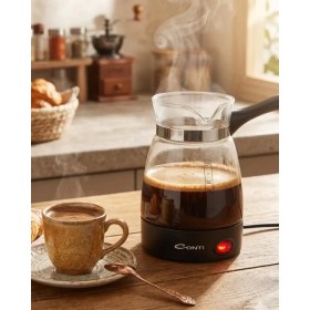Resim Elektrikli Cam Kahve Makinesi 650W 0.5 Litre Kapasiteli Türk Kahvesi Makinesi 