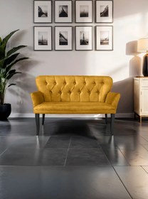 Resim Armens Life Paris Cafe Otel Balkon Çay Seti Ikili Kanepe Siyah Ahşap Ayak Sarı 