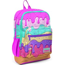 Resim Coral High Kids Pembe Rengarenk Dondurma Desenli Okul Sırt Çantası 23731 