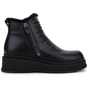 Resim Tamer Tanca Kadın Hakiki Deri Siyah Deri Casual Bot 231 1290 Bn Bot Sk24-25 Sıyah Dr Siyah 