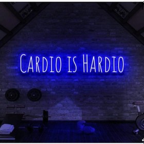 Resim Cardıo Is Hardıo Yazılı Neon Tabela Mavi 
