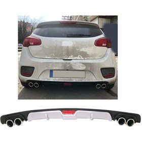 Resim Kia Ceed Uyumlu Body Kit Difüzör 4 Çıkış Gri Yuvarlak 