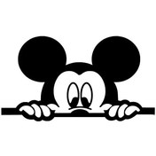 Resim Kıvırcıkyoga Camdan Bakan Mickey Renkli Sticker (Oto-Motor-Laptop-Duvar-Dekor) 30 x 18 cm 