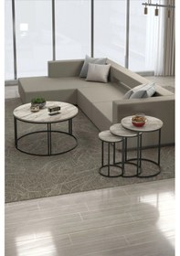 Resim Uslucan Alışveriş Orta Sehpa Tekli Ve 3'lü C Zigon Sehpa Kombin Set Efes Çok Renkli 