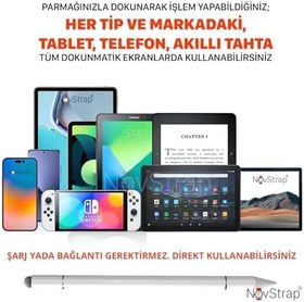Resim NovStrap Hometech Alfa 7 8 10 Serisi Tabletler ile Uyumlu 3in1 Stylus Dokunmatik Tablet Kalemi 