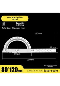 Resim Youmex Endüstriyel Çelik Açı Ölçer, Ahşap İşleri Ve İnşaat İçin Hassas Ölçü, Multifonksiyonel Açı Cihazı Tek Kollu Boş Tip 80 120mm 