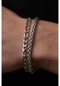 Resim İkili Çelik Bileklik Çifti Unisex Erkek Bayan Bileklik Zincir Künye Set Ack06-01-s Metalik 