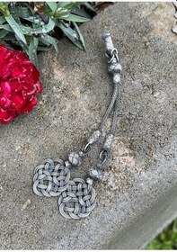 Resim Aşk Düğümü Gümüş Kazaziye Ikili Gümüş Tesbih Püskülü 